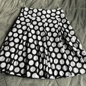 Vintage Y2K Autograph New York black & white polka dot pleated midi skirt sz 6